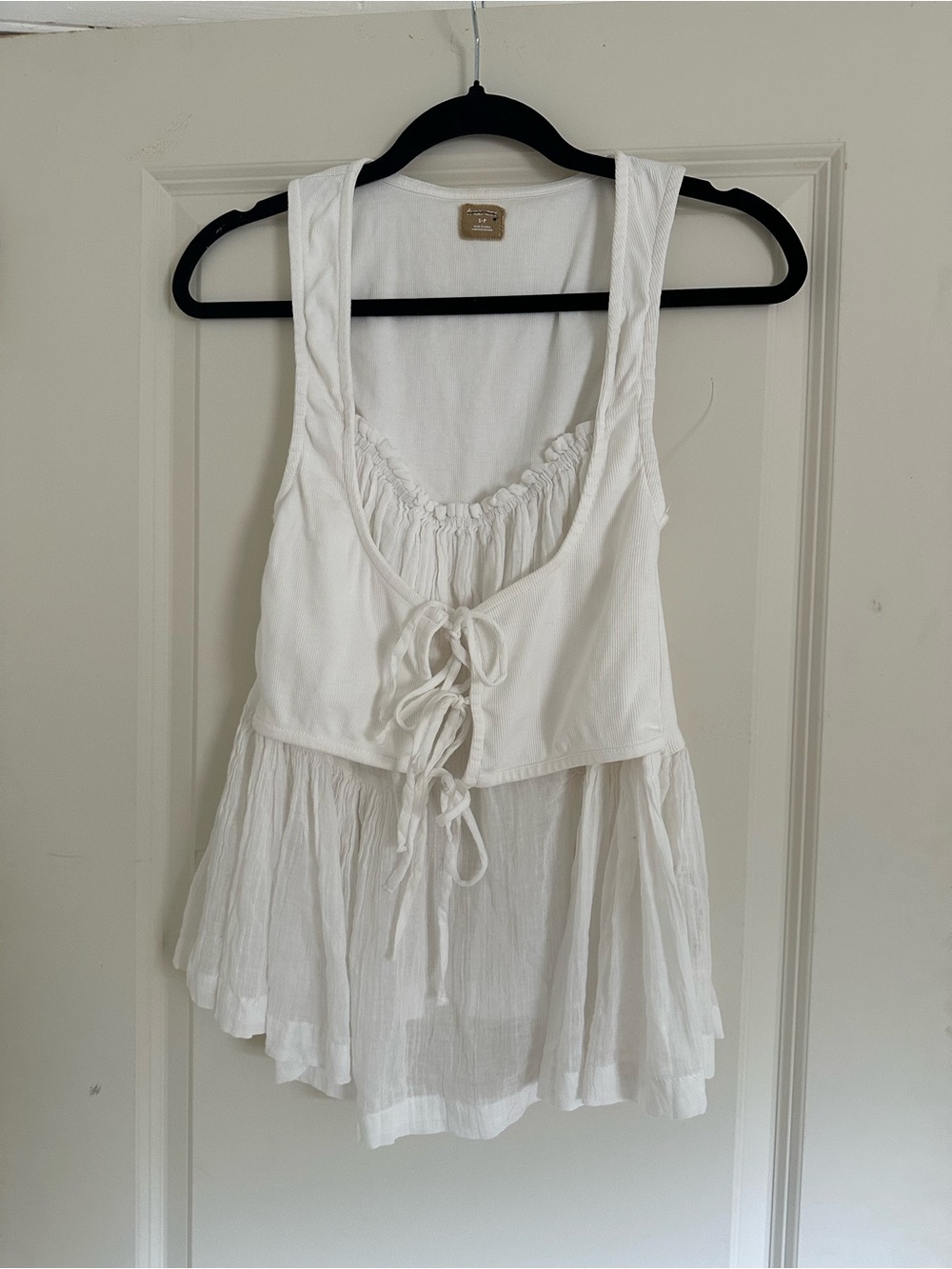 Free People White Layered Tie-Front Camisole